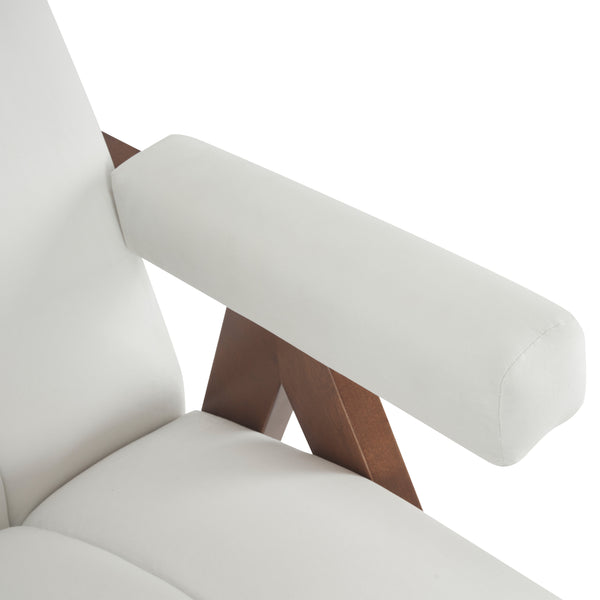English Elm Christopher Knight Home® - Mid Century Modern Barrel Chair with Solid Wood Frame, Plush Tufted Velvet Ivory Seat, Cozy 28.5" Wide Lounge N765P197467W