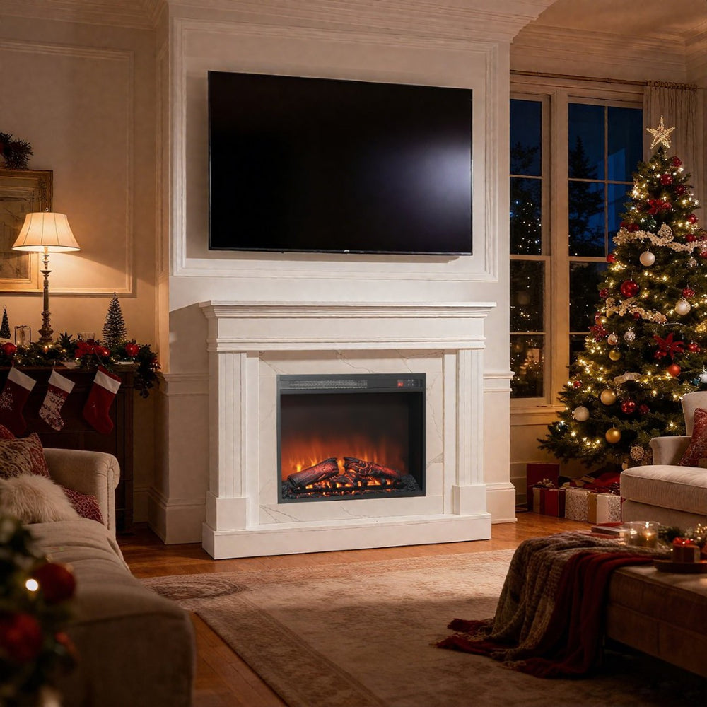 English Elm 44" Electric Fireplace Mantel with 3d Flame Led Insert for Living or Bedroom W1769P356642
