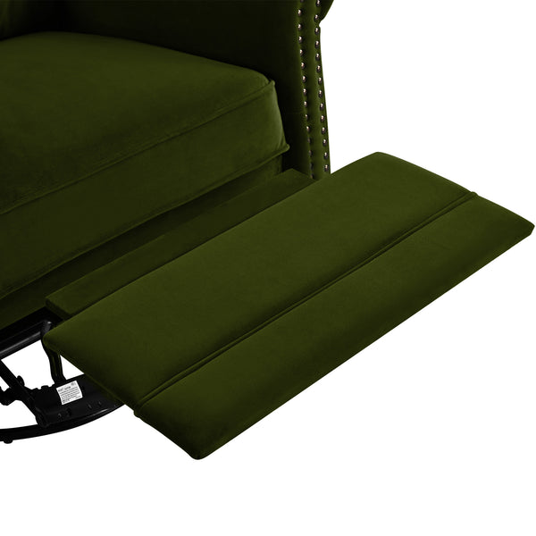 English Elm Christopher Knight Home® - 360° Swivel Recliner Plush Velvet Manual Rocker with Infinite Recline Support for Living Room Comfort Green N763P202666E