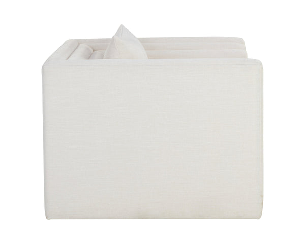 Sunpan Kira Armchair - Modern Design with Soft Geometric Lines, Durable Performance Fabric, Handcrafted Elegance Heather Ivory Tweed