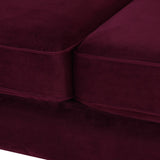 Modern Burgundy Velvet Tufted Tuxedo Sofa with Bolster Pillows - Stylish Design, Cozy Comfort, 84