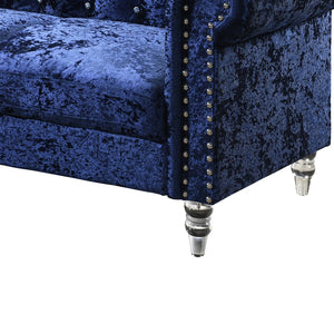 English Elm Anina Blue Velvet Sofa with Plush Foam & Fiber Fill, 100% Polyester Upholstery, Modern Accent Chair B201P299739