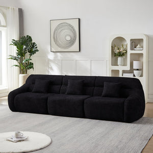 English Elm [video]123.2 Inch Chenille Modular Sectional Sofa Four Seat Cloud Cushion Living Room Black W3505S00061