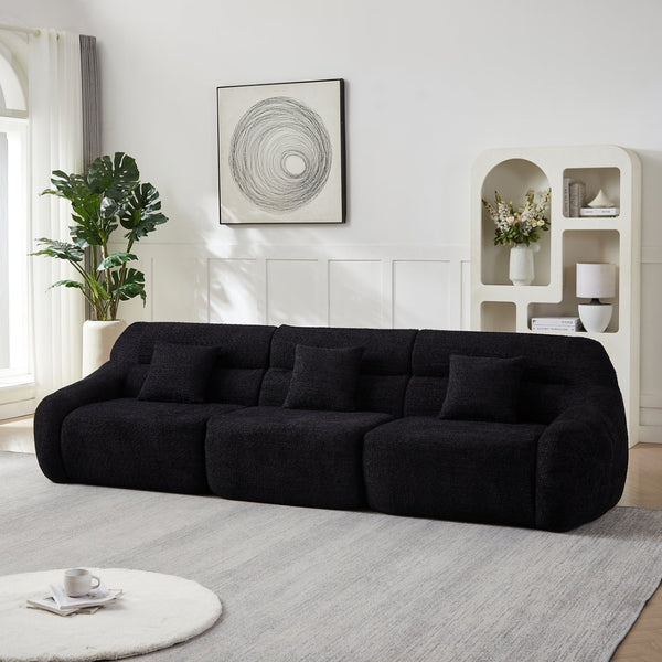 English Elm [video]123.2 Inch Chenille Modular Sectional Sofa Four Seat Cloud Cushion Living Room Black W3505S00061
