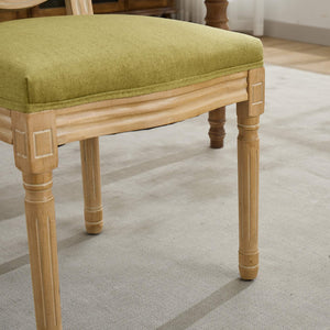 English Elm A&A French Style Dining Chairs Set Of 2 - Olive Green Linen Upholstery With Solid Wood Frame Elegance W1143P323333