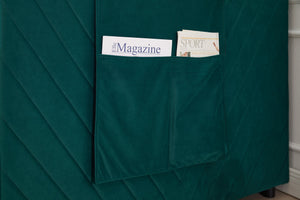 English Elm Twin Velvet Upholstered Daybed with Trundle, V-Pattern Backrest, USB Port, Side Pockets, Sturdy Design Emerald W1361S00043