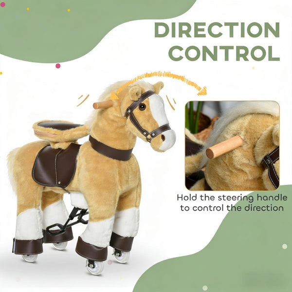 English Elm Walking Horse Ride on Toy Plush Pedal Pony with Wheels for Kids Ages 3 to 8 T3971P442210