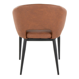 English Elm Renee Contemporary Camel Faux Leather Chair with Cut-Out Back, Padded Seat, Black Metal Legs, Stylish B202P223643