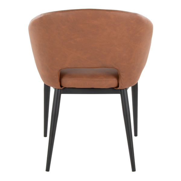 English Elm Renee Contemporary Camel Faux Leather Chair with Cut-Out Back, Padded Seat, Black Metal Legs, Stylish B202P223643