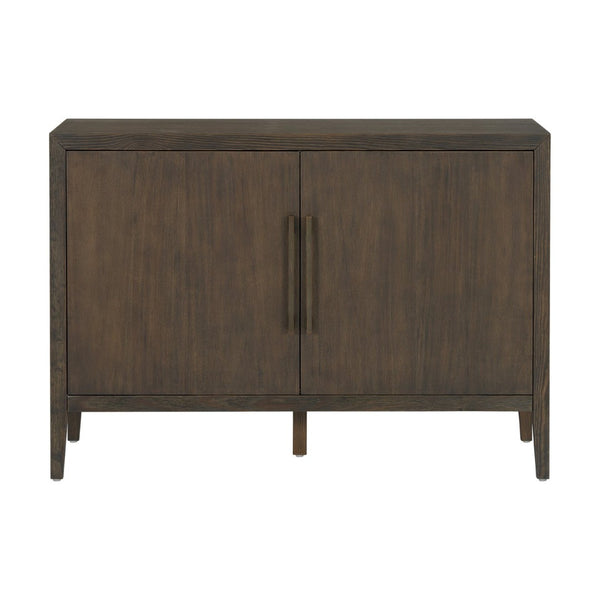 English Elm U_style Farmhouse Pine Veneer Buffet Cabinet with Double Doors for Kitchen or Entryway Dark Brown N711P410389B