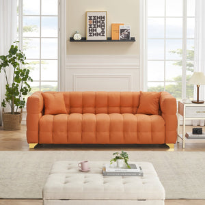 English Elm 80 Modern 3-Seat Sofa with Waterproof Polyester Blend, Solid Wood Frame, Silver Metal Legs, 500lb Capacity Orange W3356P341722