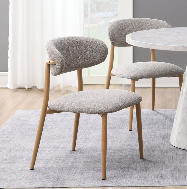 English Elm Modern Luxury Dining Chairs Set of 2 Beige Padded Seat Back Metal Frame Comfortable Stylish Dining Natural+Grey 25 L x 30 W x 22 H B2741P345875
