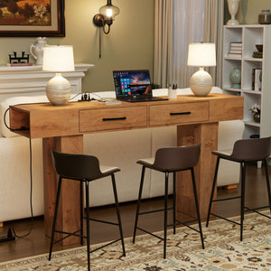 English Elm 63-Inch Farmhouse Console Table — 63" Long Sturdy Engineered MDF Entryway Sofa Hallway Display Surface Wood W1550P317441