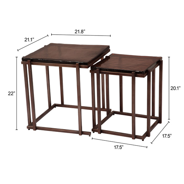 Zuo Modern Shimai Nesting Tables - Modern 2-piece Set In Bronze, Stylish Recycled Glass & Iron Design For Home Bronze Recycled Sand Cast Glass,Iron 110621-zuo-modern