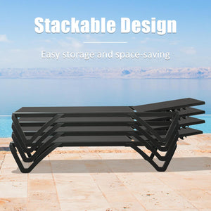 English Elm Pool Aluminum Chaise Lounge Set of 2 with Wheels, 5-Position Recline, Quick-Dry Textilene, Weather-Resistant Comfort for Patio Dark Gray W1859P396078