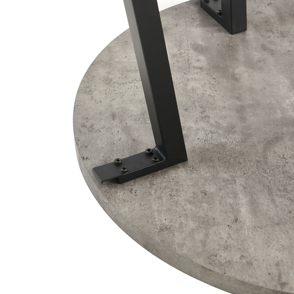 English Elm Grey Round Dining Table | Mid-Century Minimalist Grey Table with Adjustable Legs, Sturdy MDF Frame W1164S00017