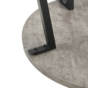 English Elm Grey Round Dining Table | Mid-Century Minimalist Grey Table with Adjustable Legs, Sturdy MDF Frame W1164S00017