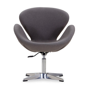 English Elm Raspberry Upholstered Swivel Lounge Chair with Adjustable Height, Polished Chrome Base & Modern Seat Design Grey B365P397957