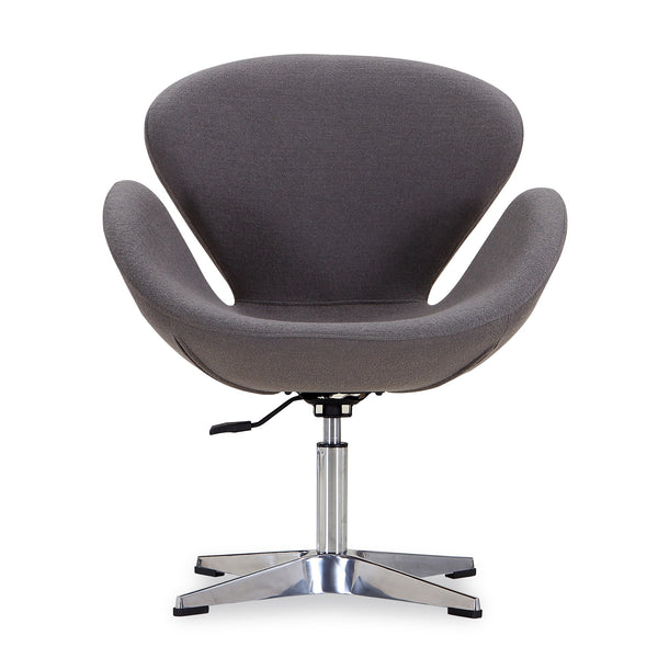 English Elm Raspberry Upholstered Swivel Lounge Chair with Adjustable Height, Polished Chrome Base & Modern Seat Design Grey B365P397957