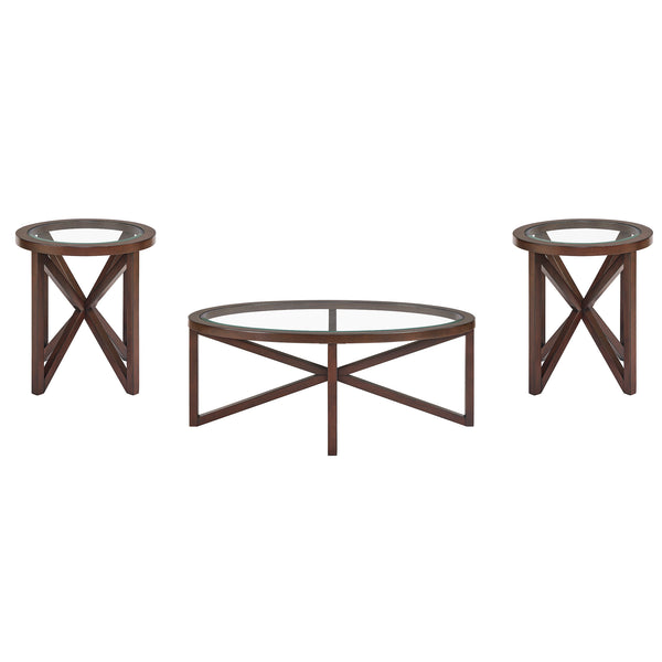 English Elm Modern Glass Coffee Table - Stylish Round Design With Solid Wood Base For Living Room & Study Use W487P317846