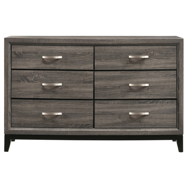 English Elm Cabrillo Two-tone Grey Oak Twin Bedroom Set with Nickel Hardware and Dovetail Storage B062S01685