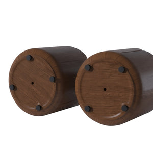 English Elm 19.29"h Round Mgo Outdoor Side Tables Set of 2 Tulip Base Wood Grain Patio Accent Brown W757S00053