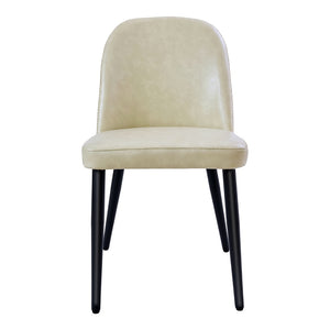 English Elm Beige Pu Leather Armless Dining Chair Set of 4 with Matte Black Iron Legs Modern Beige T3967P497816