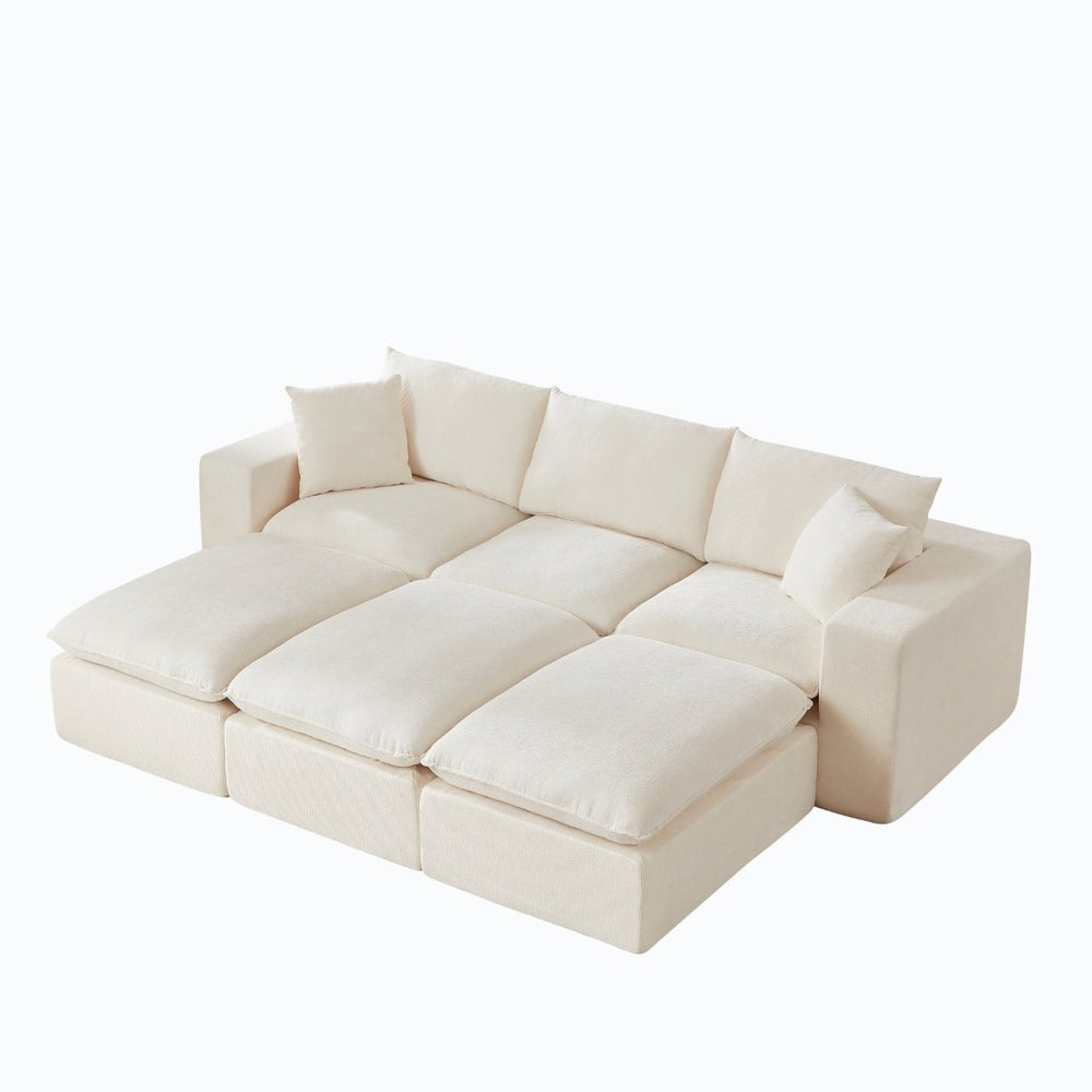 English Elm Modern Chenille Cloud Sectional Modular Sofa Sculptural Puffy Cushions for Living Rooms W3396S00048