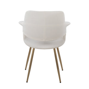 English Elm Vintage Glam Art Deco Chair with Gold Metal Legs and Plush Upholstery — Retro Chic Pair, Indoor Use Cream B202P223671