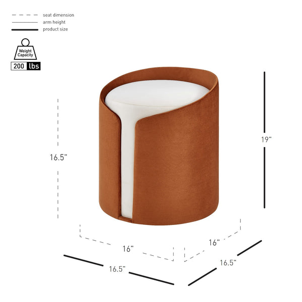 New Pacific Direct Vinda Velvet Ottoman - Chic Multi-functional Footrest, Side Table & Stool In Serene Terracotta/Cream Serene Terracotta,Serene Cream 100% Polyester 1600084-7048-npd