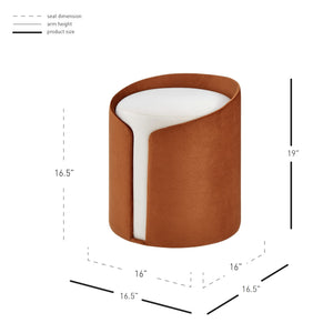 New Pacific Direct Vinda Velvet Ottoman - Chic Multi-functional Footrest, Side Table & Stool In Serene Terracotta/Cream Serene Terracotta,Serene Cream 100% Polyester 1600084-7048-npd
