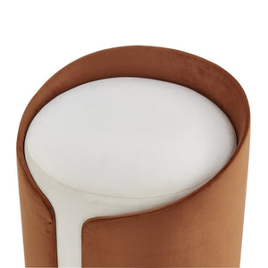 New Pacific Direct Vinda Velvet Ottoman - Chic Multi-functional Footrest, Side Table & Stool In Serene Terracotta/Cream Serene Terracotta,Serene Cream 100% Polyester 1600084-7048-npd