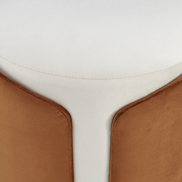 New Pacific Direct Vinda Velvet Ottoman - Chic Multi-functional Footrest, Side Table & Stool In Serene Terracotta/Cream Serene Terracotta,Serene Cream 100% Polyester 1600084-7048-npd