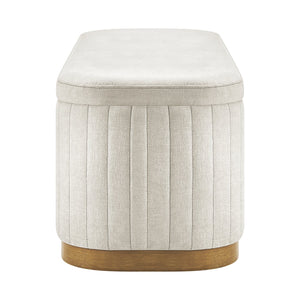 New Pacific Direct Clinton Luxe Storage Bench - Chic Green Fabric With Hidden Compartment For Clutter-free Living Spaces Seneca Beige 100% Polyester 1600093-710-npd