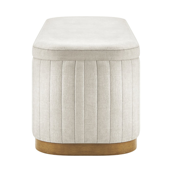 New Pacific Direct Clinton Luxe Storage Bench - Chic Green Fabric With Hidden Compartment For Clutter-free Living Spaces Seneca Beige 100% Polyester 1600093-710-npd