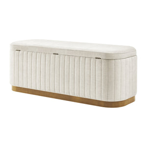 New Pacific Direct Clinton Luxe Storage Bench - Chic Green Fabric With Hidden Compartment For Clutter-free Living Spaces Seneca Beige 100% Polyester 1600093-710-npd