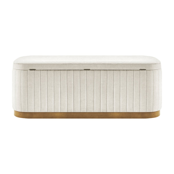 New Pacific Direct Clinton Luxe Storage Bench - Chic Green Fabric With Hidden Compartment For Clutter-free Living Spaces Seneca Beige 100% Polyester 1600093-710-npd