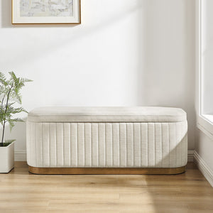 New Pacific Direct Clinton Luxe Storage Bench - Chic Green Fabric With Hidden Compartment For Clutter-free Living Spaces Seneca Beige 100% Polyester 1600093-710-npd