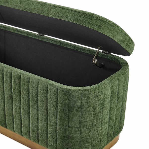 New Pacific Direct Clinton Luxe Storage Bench - Chic Green Fabric With Hidden Compartment For Clutter-free Living Spaces Seneca Green 100% Polyester 1600093-714-npd