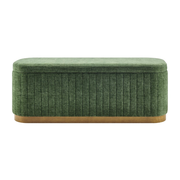 New Pacific Direct Clinton Luxe Storage Bench - Chic Green Fabric With Hidden Compartment For Clutter-free Living Spaces Seneca Green 100% Polyester 1600093-714-npd
