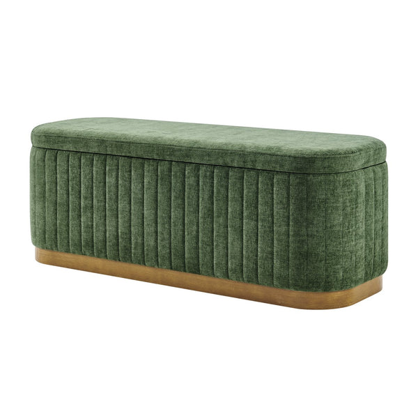 New Pacific Direct Clinton Luxe Storage Bench - Chic Green Fabric With Hidden Compartment For Clutter-free Living Spaces Seneca Green 100% Polyester 1600093-714-npd