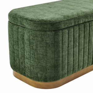 New Pacific Direct Clinton Luxe Storage Bench - Chic Green Fabric With Hidden Compartment For Clutter-free Living Spaces Seneca Green 100% Polyester 1600093-714-npd