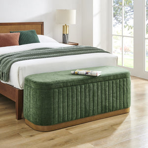 New Pacific Direct Clinton Luxe Storage Bench - Chic Green Fabric With Hidden Compartment For Clutter-free Living Spaces Seneca Green 100% Polyester 1600093-714-npd