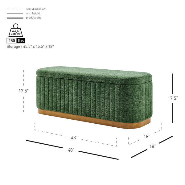 New Pacific Direct Clinton Luxe Storage Bench - Chic Green Fabric With Hidden Compartment For Clutter-free Living Spaces Seneca Green 100% Polyester 1600093-714-npd