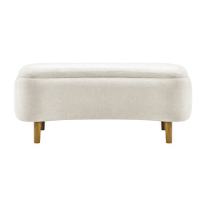New Pacific Direct Leony Chenille Storage Bench With Lifting Cushion And Charming Chestnut Wood Legs For Stylish Spaces Seneca Beige 100% Polyester 1600094-710-npd