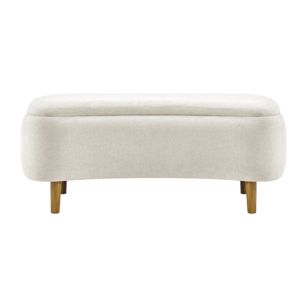 New Pacific Direct Leony Chenille Storage Bench With Lifting Cushion And Charming Chestnut Wood Legs For Stylish Spaces Seneca Beige 100% Polyester 1600094-710-npd