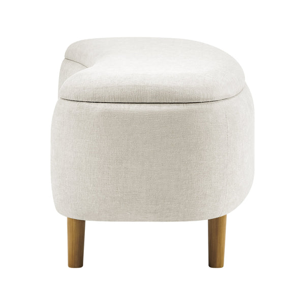 New Pacific Direct Leony Chenille Storage Bench With Lifting Cushion And Charming Chestnut Wood Legs For Stylish Spaces Seneca Beige 100% Polyester 1600094-710-npd