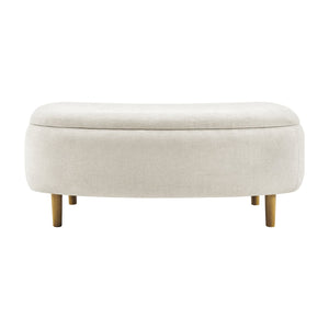 New Pacific Direct Leony Chenille Storage Bench With Lifting Cushion And Charming Chestnut Wood Legs For Stylish Spaces Seneca Beige 100% Polyester 1600094-710-npd