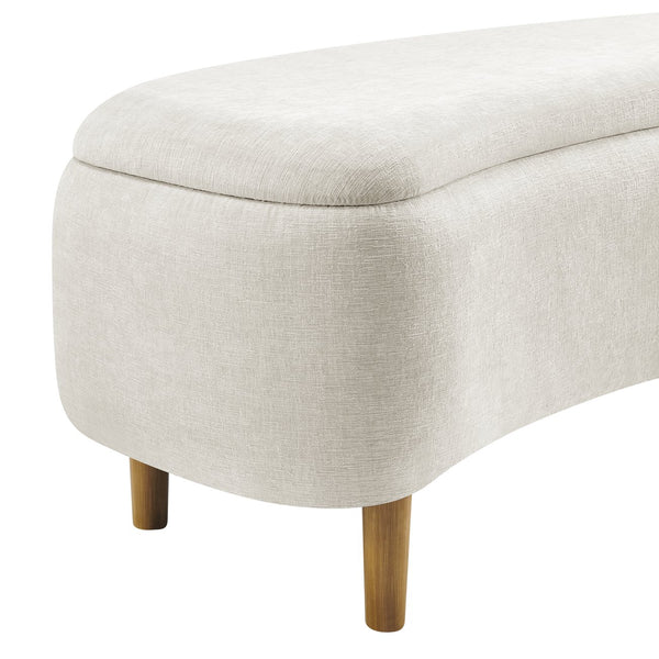 New Pacific Direct Leony Chenille Storage Bench With Lifting Cushion And Charming Chestnut Wood Legs For Stylish Spaces Seneca Beige 100% Polyester 1600094-710-npd