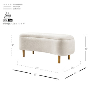 New Pacific Direct Leony Chenille Storage Bench With Lifting Cushion And Charming Chestnut Wood Legs For Stylish Spaces Seneca Beige 100% Polyester 1600094-710-npd